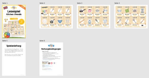 Küchenutensilien / Kitchen Utensils: Lesespiel auf Englisch (Überblick)