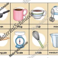 Küchenutensilien / Kitchen Utensils: 24 Bildkarten auf Englisch (Arbeitsblatt 02)