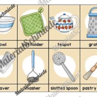 Küchenutensilien / Kitchen Utensils: 24 Bildkarten auf Englisch (Arbeitsblatt 03)