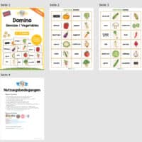 Gemüse / Vegetables: Domino auf Englisch (24 Stück) - Überblick