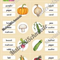 Gemüse / Vegetables: Klammerkarten auf Englisch (Arbeitsblatt 02)