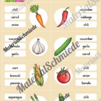 Gemüse / Vegetables: Klammerkarten auf Englisch (Arbeitsblatt 03)