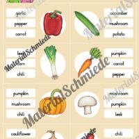Gemüse / Vegetables: Klammerkarten auf Englisch (Arbeitsblatt 05)