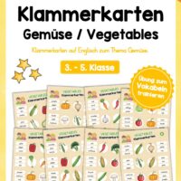 Gemüse / Vegetables: Klammerkarten auf Englisch (10 Seiten)