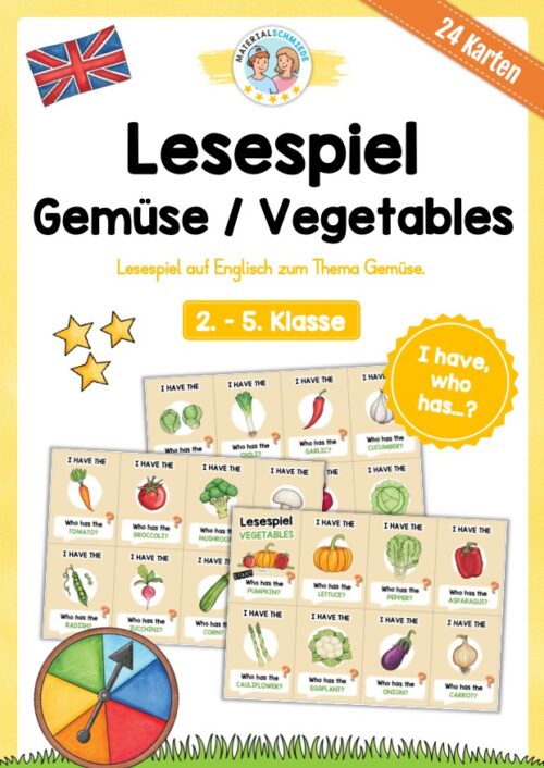 Gemüse / Vegetables: Lesespiel auf Englisch (24 Karten)