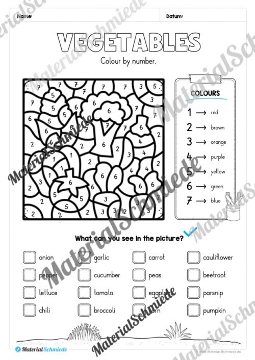 Gemüse (Vegetables) im Englischunterricht (Arbeitsblatt 18)