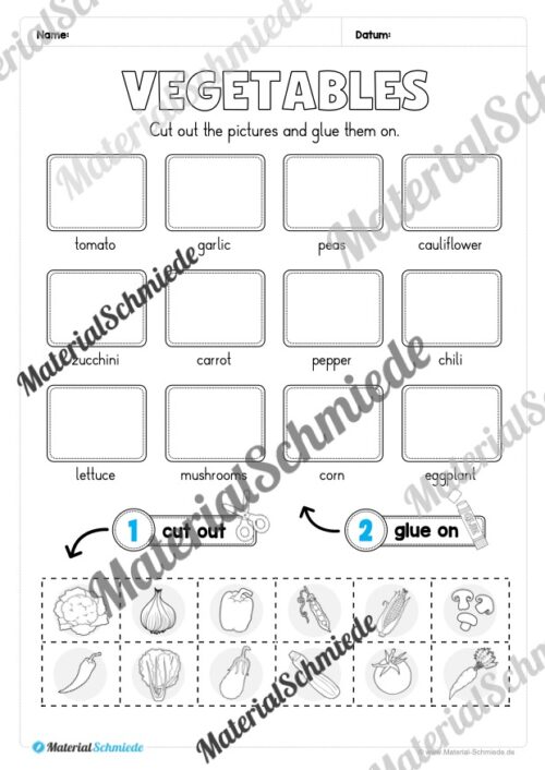Gemüse (Vegetables) im Englischunterricht (Arbeitsblatt 20)