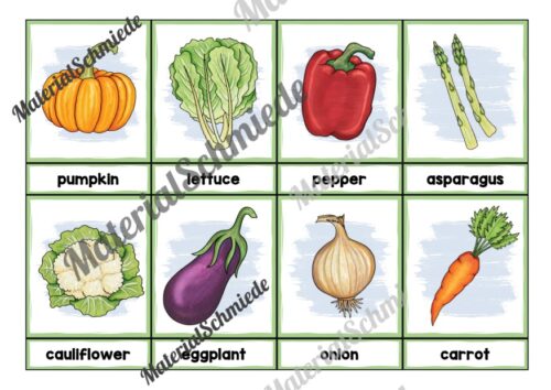 Gemüse / Vegetables: Bildkarten auf Englisch (Arbeitsblatt 01)
