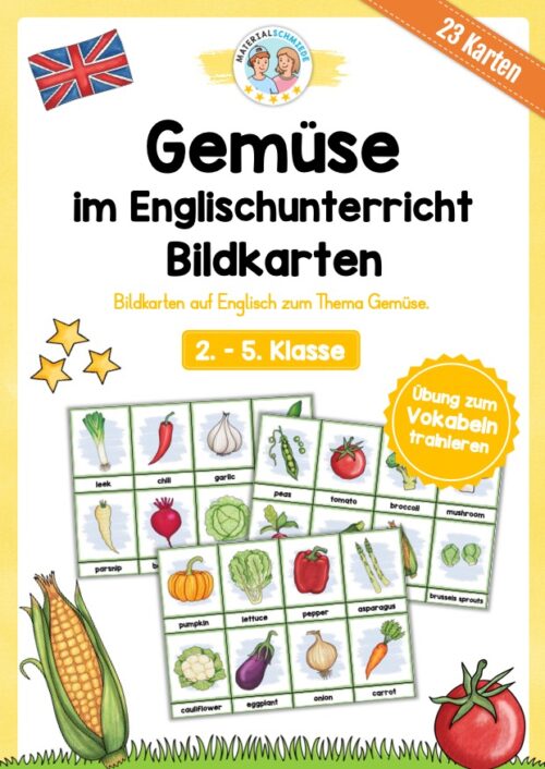 Gemüse / Vegetables: Bildkarten auf Englisch (23 Karten)