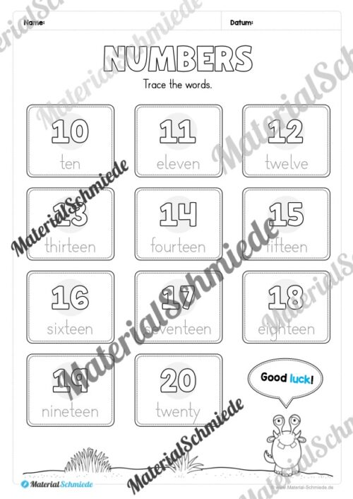 Zahlen im Englischunterricht: 10-20 (Vorschau 03)