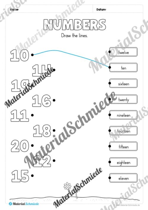Zahlen im Englischunterricht: 10-20 (Vorschau 05)