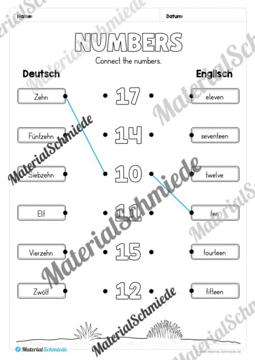 Zahlen im Englischunterricht: 10-20 (Vorschau 07)
