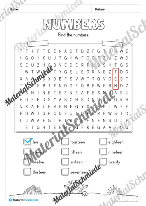 Zahlen im Englischunterricht: 10-20 (Vorschau 09)