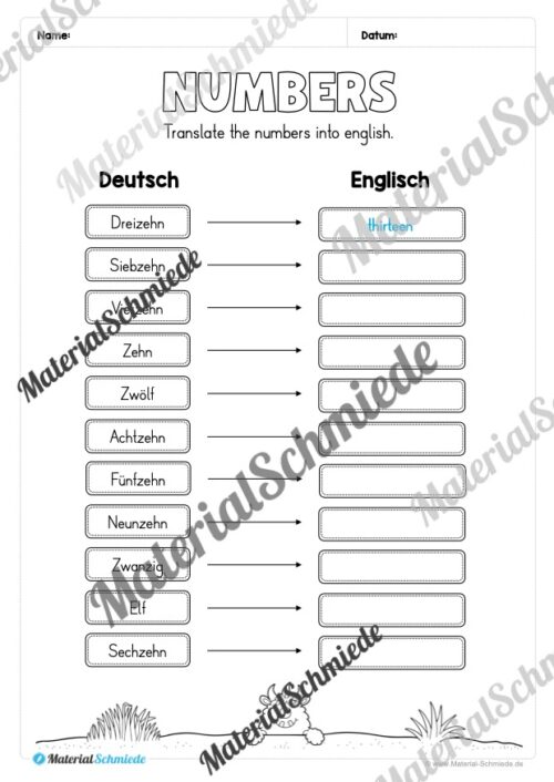 Zahlen im Englischunterricht: 10-20 (Vorschau 13)
