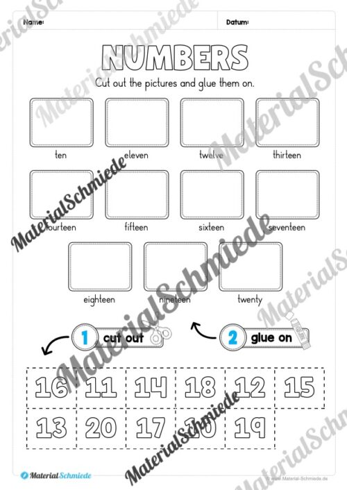 Zahlen im Englischunterricht: 10-20 (Vorschau 15)