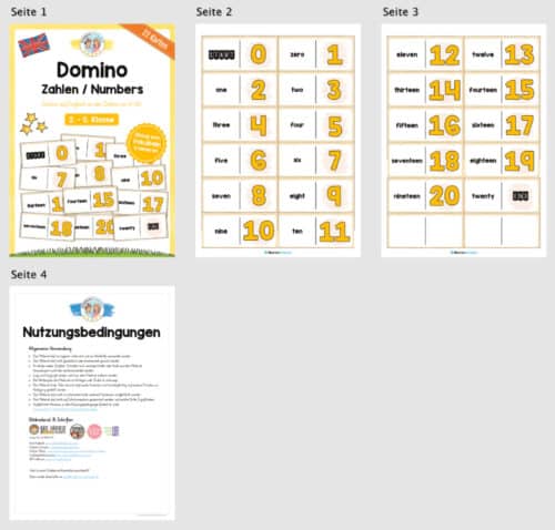 Zahlen / Numbers 0-20: Domino auf Englisch (Überblick)