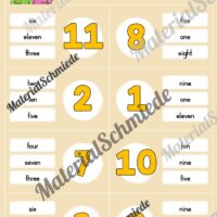 Zahlen / Numbers 0 - 12: Klammerkarten auf Englisch (Arbeitsblatt 07)