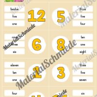 Zahlen / Numbers 0 - 12: Klammerkarten auf Englisch (Arbeitsblatt 08)