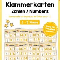 Zahlen / Numbers 0 - 12: Klammerkarten auf Englisch (10 Seiten)