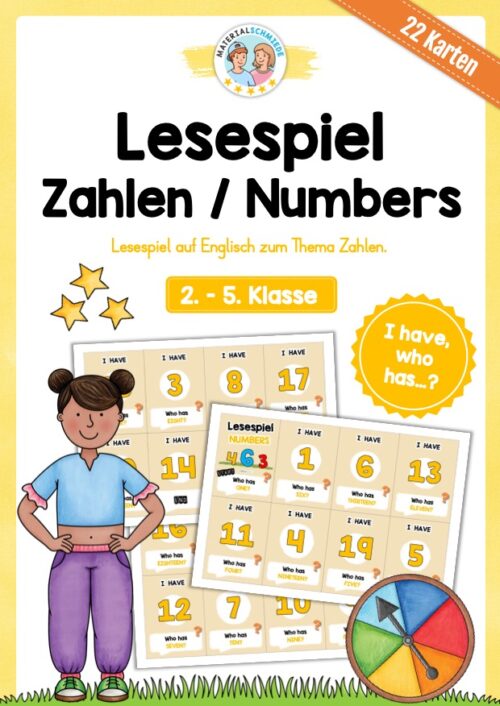 Zahlen / Numbers: Lesespiel auf Englisch (22 Karten)