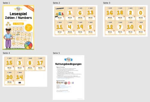 Zahlen / Numbers: Lesespiel auf Englisch (Überblick)