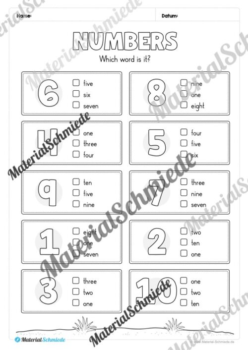 Thema Zahlen / Numbers im Englischunterricht (Vorschau 05)