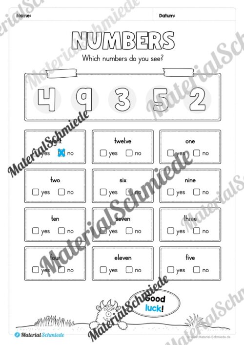 Thema Zahlen / Numbers im Englischunterricht (Vorschau 09)