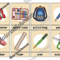 Schule / At school: 32 Bildkarten auf Englisch (Arbeitsblatt 01)