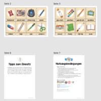 Schule / At school: 32 Bildkarten auf Englisch (Überblick)