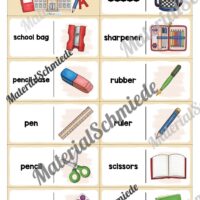 Schule / At school: Domino auf Englisch (Arbeitsblatt 01)