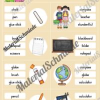 Schule / At school: Klammerkarten auf Englisch (Arbeitsblatt 05)