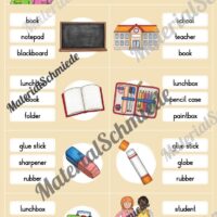 Schule / At school: Klammerkarten auf Englisch (Arbeitsblatt 06)