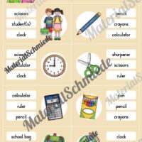 Schule / At school: Klammerkarten auf Englisch (Arbeitsblatt 07)