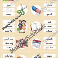 Schule / At school: Klammerkarten auf Englisch (Arbeitsblatt 08)