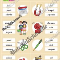 Schule / At school: Klammerkarten auf Englisch (Arbeitsblatt 10)