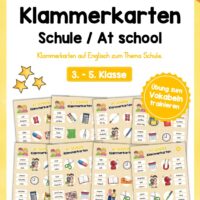 Schule / At school: Klammerkarten auf Englisch (10 Seiten)