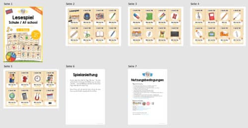 Schule / At school: Lesespiel auf Englisch (Überblick)