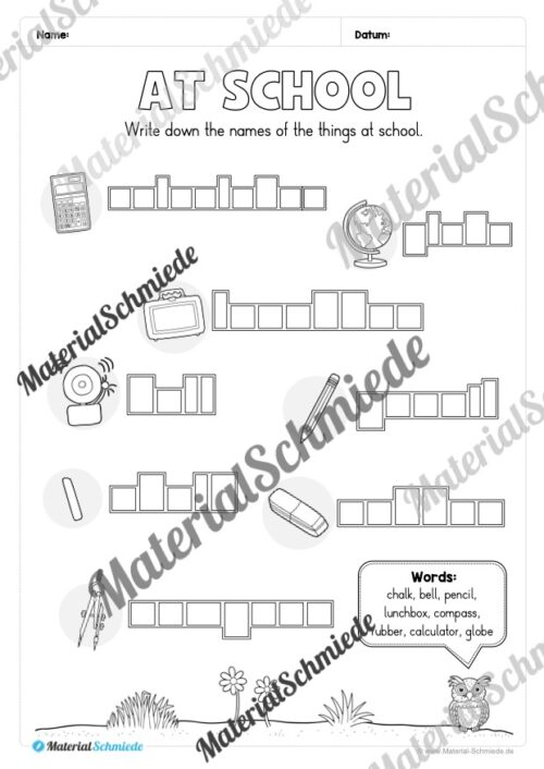 Schule (At school) im Englischunterricht (Arbeitsblatt 06)