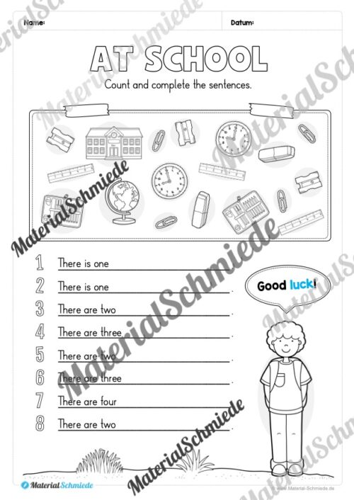 Schule (At school) im Englischunterricht (Arbeitsblatt 19)