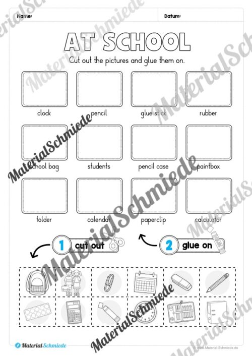 Schule (At school) im Englischunterricht (Arbeitsblatt 20)