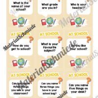 Schule / At school: Plauderkarten auf Englisch (Arbeitsblatt 01)