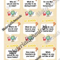 Schule / At school: Plauderkarten auf Englisch (Arbeitsblatt 03)