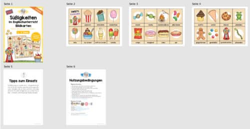 Süßigkeiten / Sweets: Bildkarten auf Englisch (Überblick)