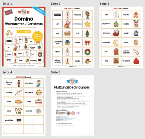 Weihnachten / Christmas: Domino auf Englisch (Überblick)