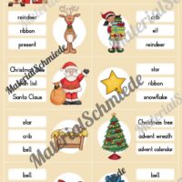 Weihnachten / Christmas: Klammerkarten auf Englisch (Arbeitsblatt 01)
