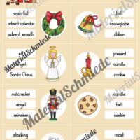 Weihnachten / Christmas: Klammerkarten auf Englisch (Arbeitsblatt 02)