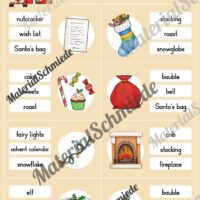 Weihnachten / Christmas: Klammerkarten auf Englisch (Arbeitsblatt 03)