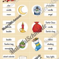 Weihnachten / Christmas: Klammerkarten auf Englisch (Arbeitsblatt 07)