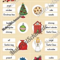 Weihnachten / Christmas: Klammerkarten auf Englisch (Arbeitsblatt 09)