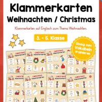 Weihnachten / Christmas: Klammerkarten auf Englisch (10 Seiten)
